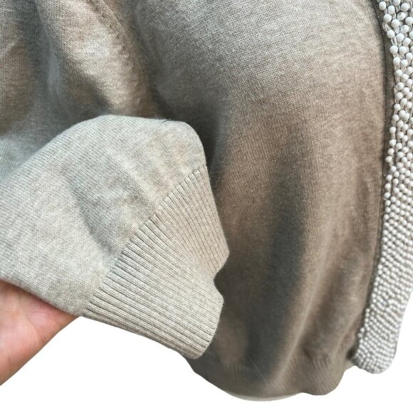 𝅺banana Republic Beige Cardigan Sweater 3/4 sleeve Beaded Front Size XL - Picture 7 of 10